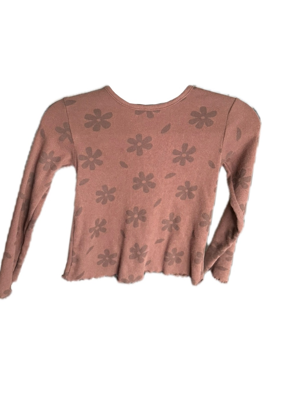 Zara Rose Brown Floral Jacquard Crop Sweater